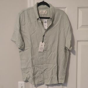 BNWT - Abercrombie And Fitch Mint Green Linen Blend Short Sleeve Button Down; XL